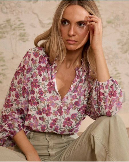 Women Rita' Flowers Shirt Blouses And Shirts Polín Et Moi Raspberry