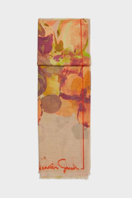 Women Scarves Purificacion Garci Mainau Wool Scarf Sand/Green/Apricot