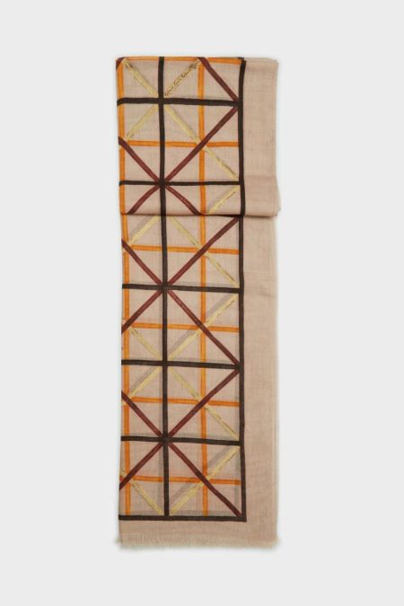 Women Scarves Purificacion Garci Origami Wool Scarf Tan/Brown/Orange