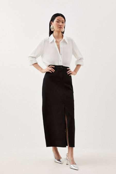 Women Skirts Indigo Denim Maxi Skirt Karen Millen