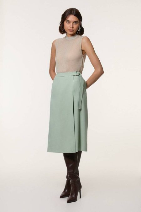 Women Skirts Soft Tailored Wrap A Line Midi Skirt Karen Millen Mint