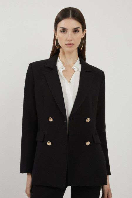 Women Suits Compact Stretch Essential Tailored Suit Set Camel Karen Millen