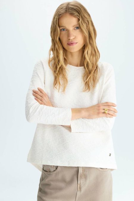 Women T-Shirts And Tops Ecru Gutenberg Jacquard A-Line T-Shirt Purificacion Garci