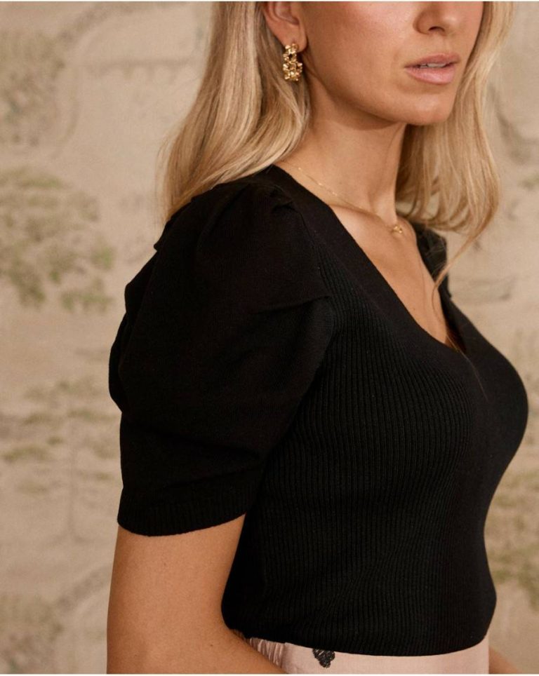 Women T-Shirts And Tops Top Knitted Globo Polín Et Moi Black - Image 3