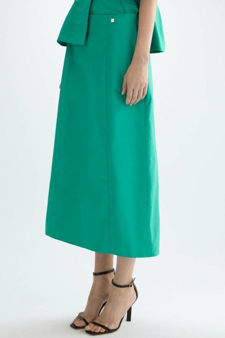 Women Taffeta Straight-Fit Midi Skirt Purificacion Garci Green Skirts