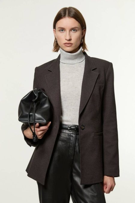 Women Tailoring Grey Flannel Tailored Collared Blazer Karen Millen