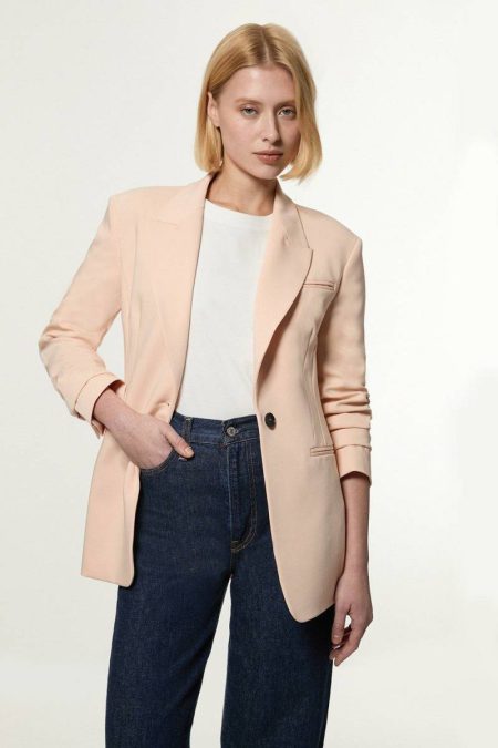 Women Tailoring Petite Tailored Single Breasted Jacket Karen Millen Neutral