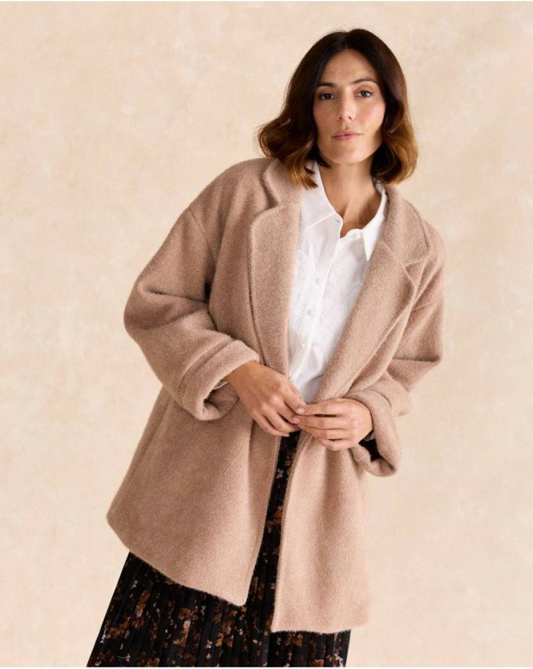 Women Taupe Maternity Carina Fur Coat Polín Et Moi - Image 2