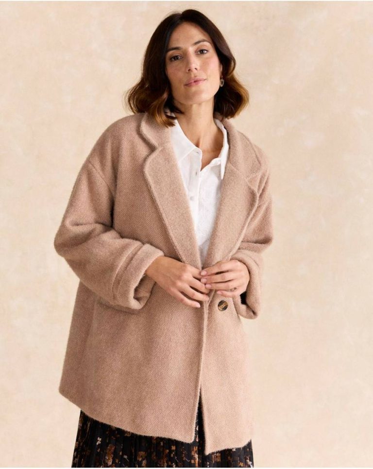 Women Taupe Maternity Carina Fur Coat Polín Et Moi - Image 4