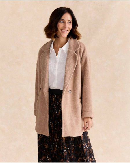 Women Taupe Maternity Carina Fur Coat Polín Et Moi