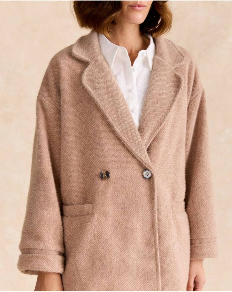Women Taupe Maternity Carina Fur Coat Polín Et Moi - Image 5