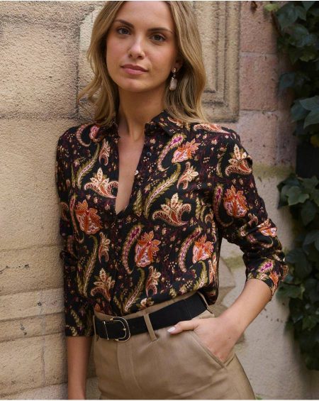 Women Tops Calista Print Shirt Black Polín Et Moi