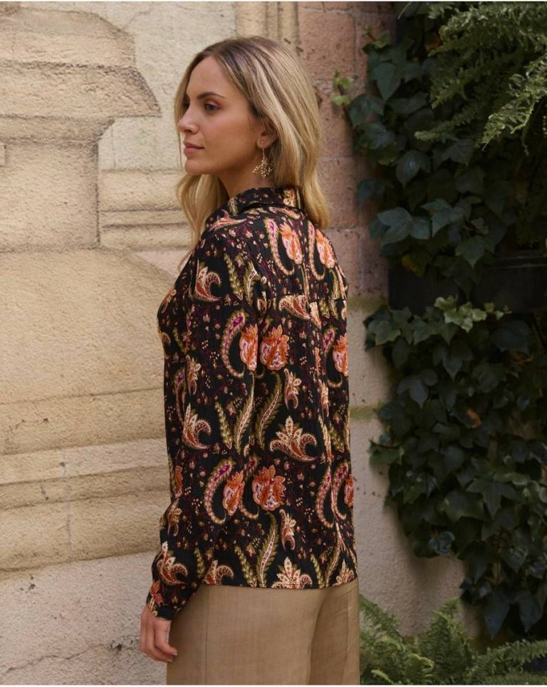 Women Tops Calista Print Shirt Black Polín Et Moi - Image 5