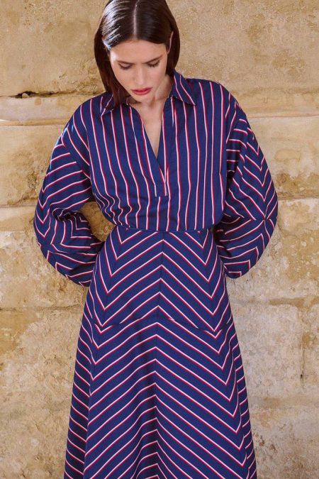 Women Tops Karen Millen Pink Cotton Stripe Tailored Shirt