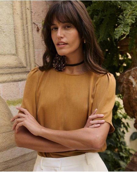 Women Tops Polín Et Moi Cinela Bow Blouse Camel