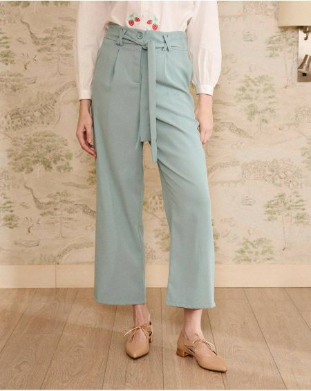 Women Trousers Polín Et Moi Quelina Knot Pants Water Green