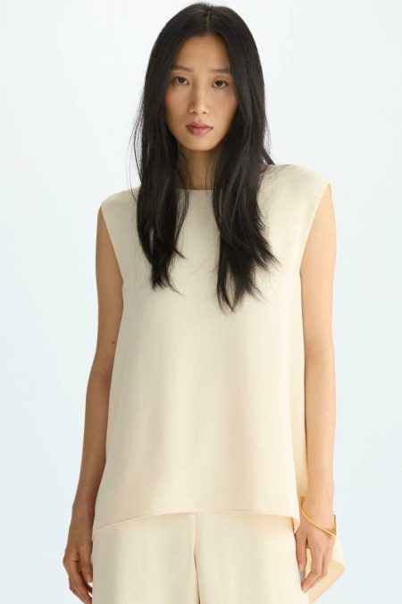 Women Vanilla Purificacion Garci Back-Tie Crepe A-Line Top Shirts