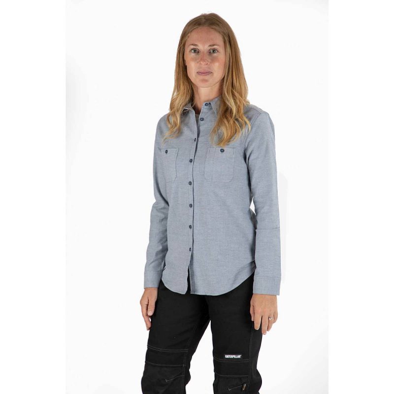 Women's Oxford Long Sleeve Shirt Tops & Outerwear Denim Blue Cat Women - Image 2