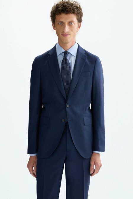 Wool Bird's Eye Weave Classic Fit Suit Jacket Men Navy Purificacion Garci Suits And Blazers