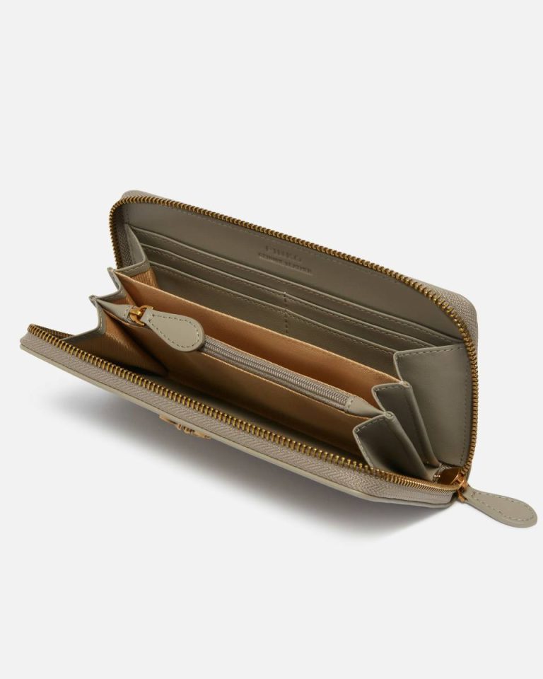 Zip-Around Leather Purse Walnut-Antique Gold Pinko Purses - Image 3