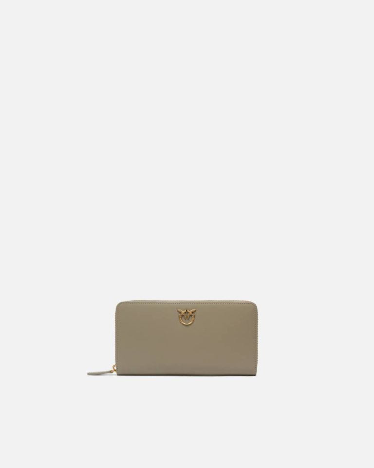 Zip-Around Leather Purse Walnut-Antique Gold Pinko Purses