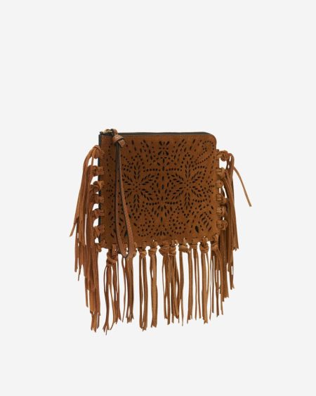 Cognac Clutches & Small Leather Goods Women Flat Pouch Clutch Isabel Marant