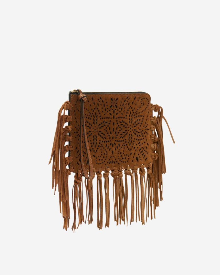 Cognac Clutches & Small Leather Goods Women Flat Pouch Clutch Isabel Marant