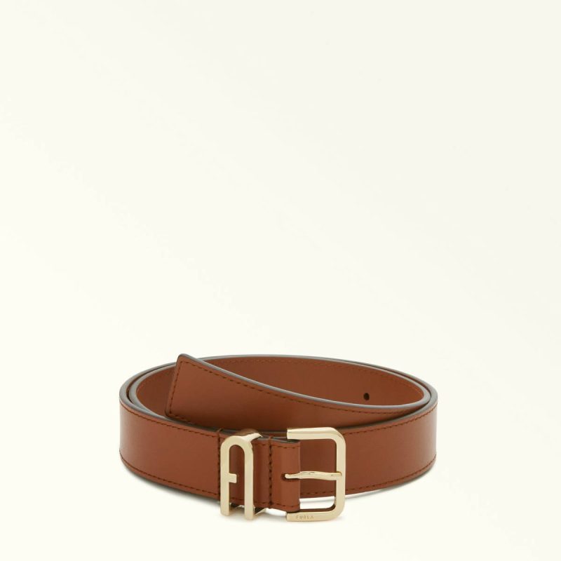 Cognac H Furla Camelia Fixed Belt Women Belts