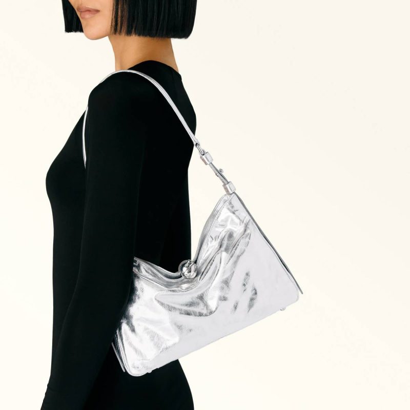 Color Silver Women Furla Sfera Soft Shoulder Bag M Shoulder Bags - Image 2