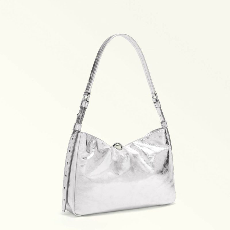 Color Silver Women Furla Sfera Soft Shoulder Bag M Shoulder Bags - Image 3