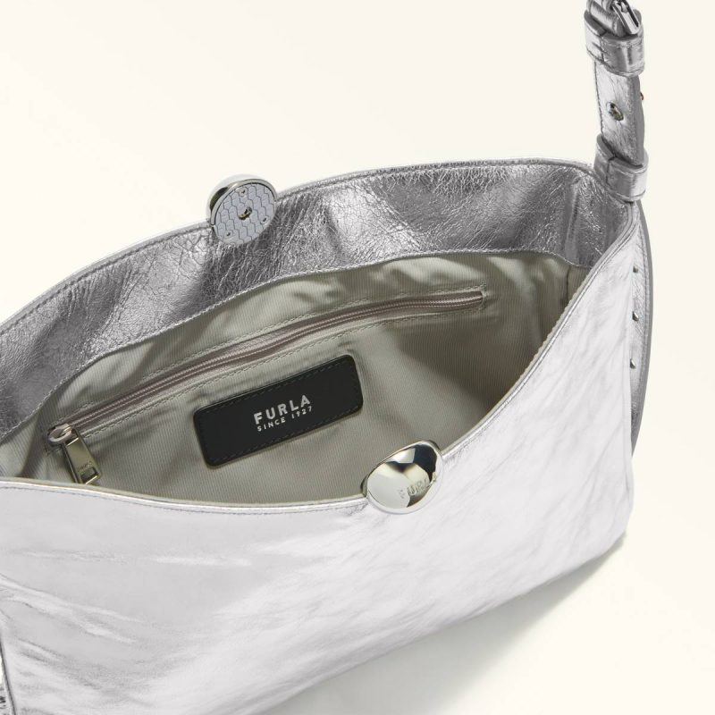 Color Silver Women Furla Sfera Soft Shoulder Bag M Shoulder Bags - Image 4