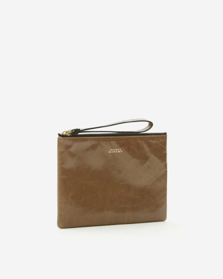 Dark Khaki Clutches & Small Leather Goods Mino Bag Women Isabel Marant