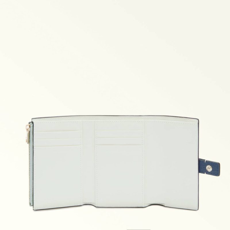 Furla Grazia Compact Wallet M Women Denim+Nuvola+Panna Wallets - Image 4