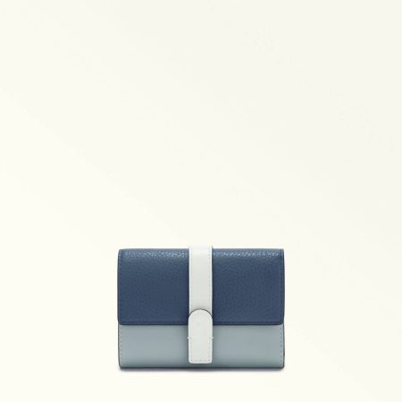 Furla Grazia Compact Wallet M Women Denim+Nuvola+Panna Wallets