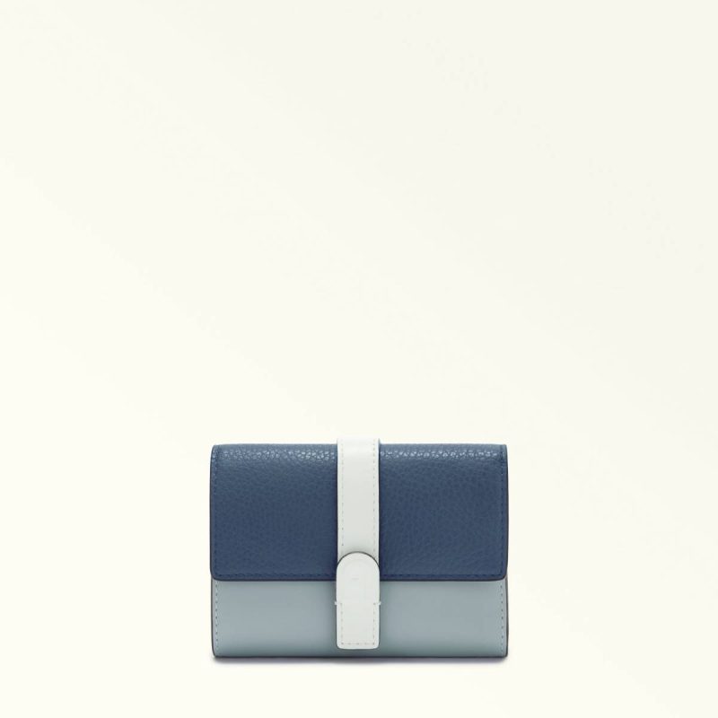 Furla Grazia Compact Wallet M Women Denim+Nuvola+Panna Wallets