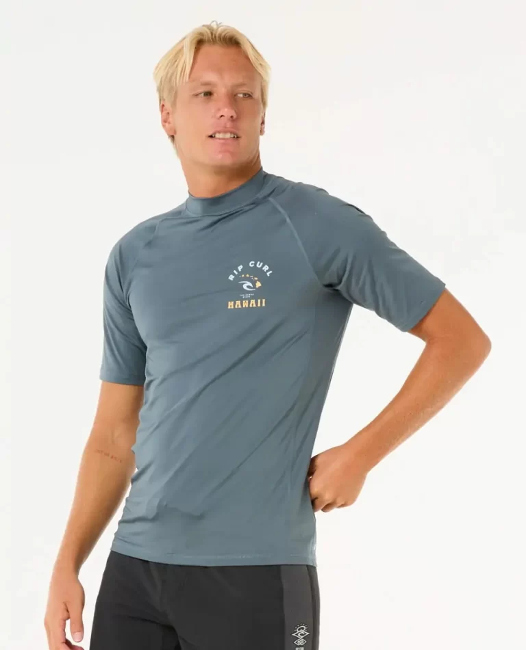 Mens Rash Guards Rip Curl Island Vibe Upf Short Sleeve Rash Guard - Image 2