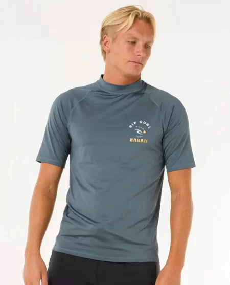 Mens Rash Guards Rip Curl Island Vibe Upf Short Sleeve Rash Guard