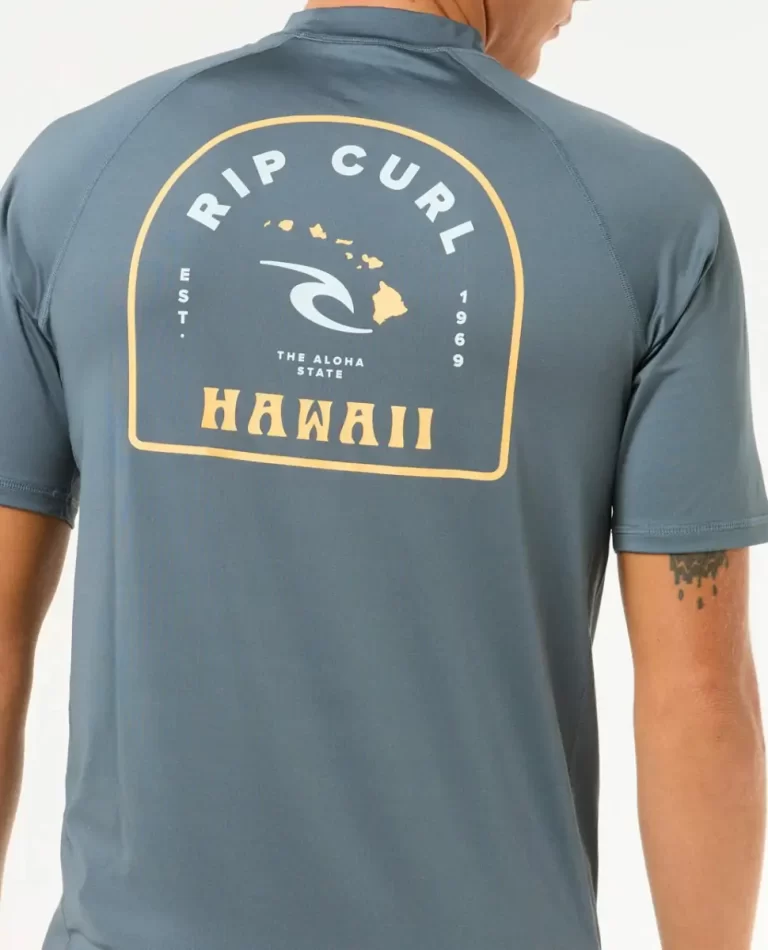 Mens Rash Guards Rip Curl Island Vibe Upf Short Sleeve Rash Guard - Image 5