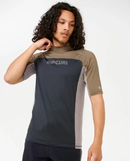 Mens Rip Curl Rash Guards Drive Uv Short Sleeve Rash Vest