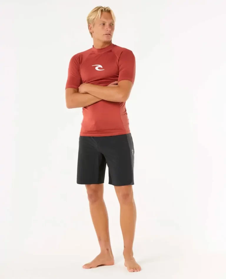 Mens Rip Curl Rash Guards Waves Uv Short Sleeve Rash Guard - Image 3