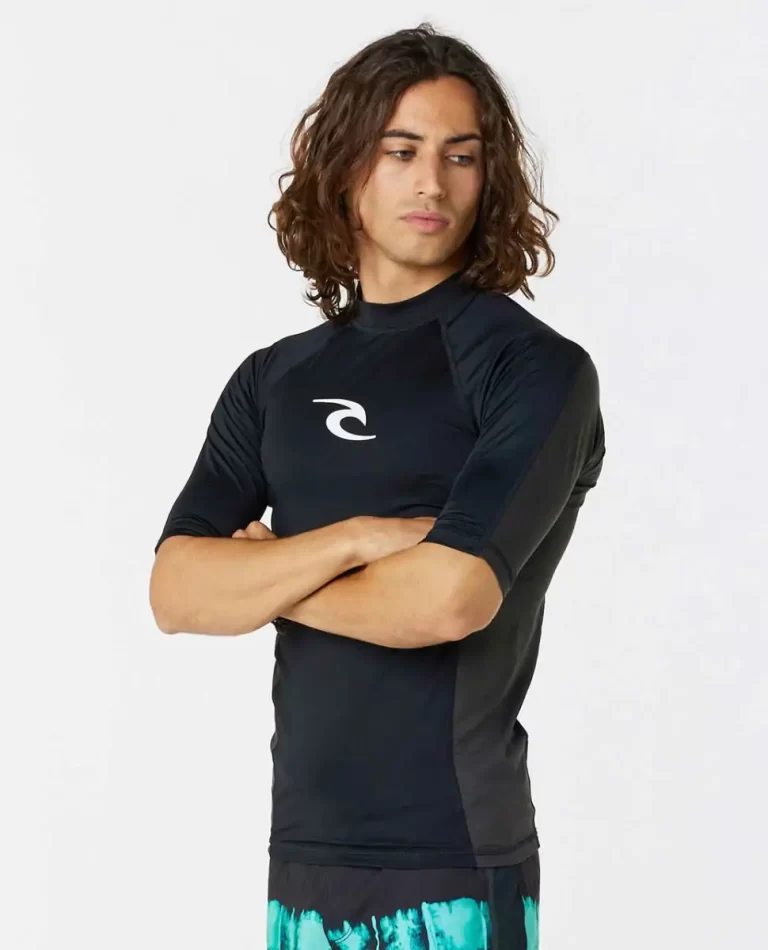 Mens Rip Curl Rash Guards Waves Uv Short Sleeve Rash Guard - Image 3