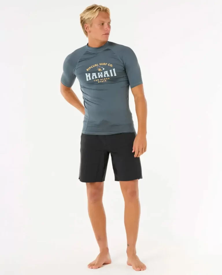 Rash Guards Mens Rip Curl Hawaii Upf Performance Short Sleeve Rash Guard - Image 4