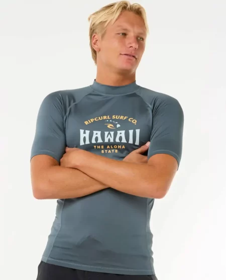 Rash Guards Mens Rip Curl Hawaii Upf Performance Short Sleeve Rash Guard