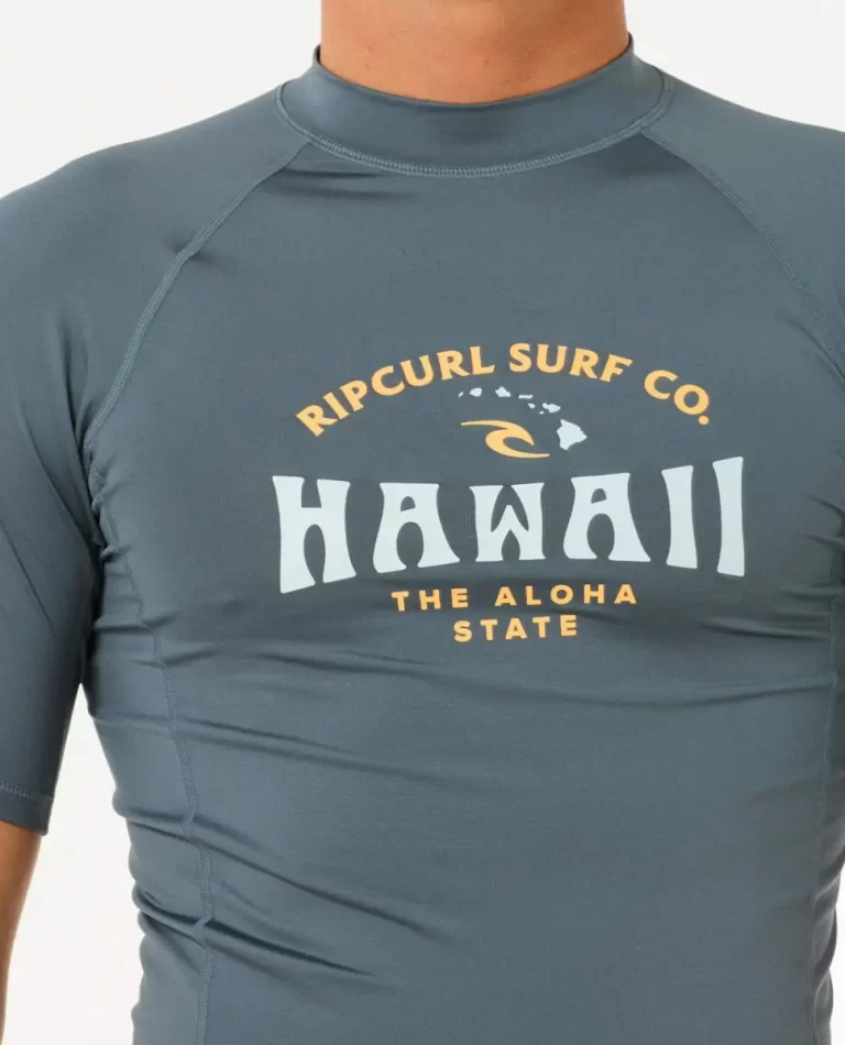 Rash Guards Mens Rip Curl Hawaii Upf Performance Short Sleeve Rash Guard - Image 5