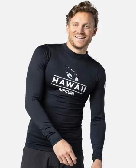 Rip Curl Rash Guards Hawaii Long Sleeve Performance Fit Pf Rash Guard Mens