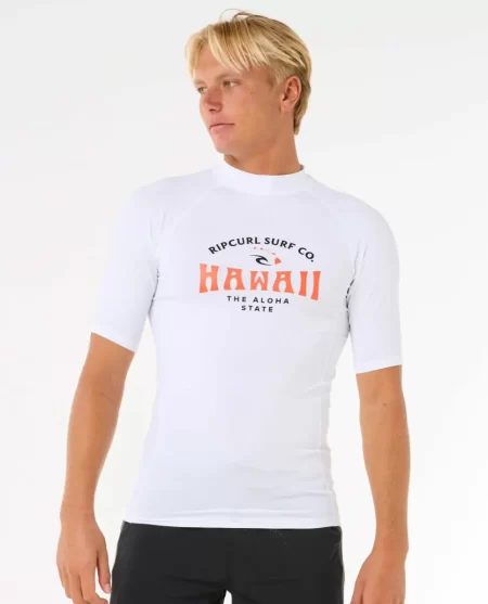 Rip Curl Rash Guards Mens Hawaii Upf Performance Short Sleeve Rash Guard
