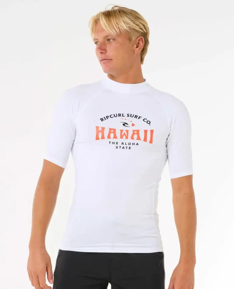 Rip Curl Rash Guards Mens Hawaii Upf Performance Short Sleeve Rash Guard