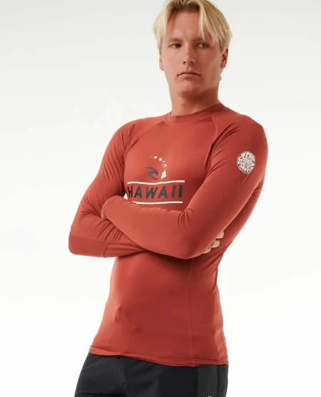 Rip Curl Rash Guards Mens Hawaii Upf50  Performance Long Sleeve Rash Guard