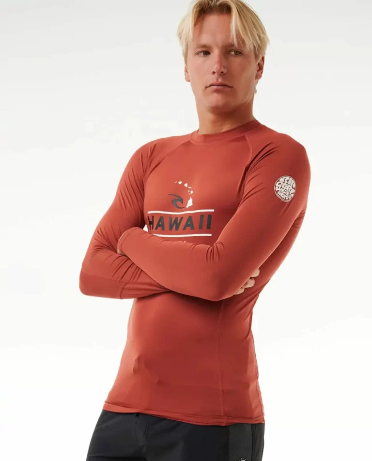 Rip Curl Rash Guards Mens Hawaii Upf50  Performance Long Sleeve Rash Guard