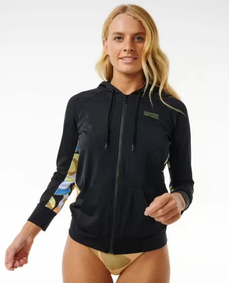 Rip Curl Women High Tide Uv Zip Through Long Sleeve Rash Vest Rash Guards